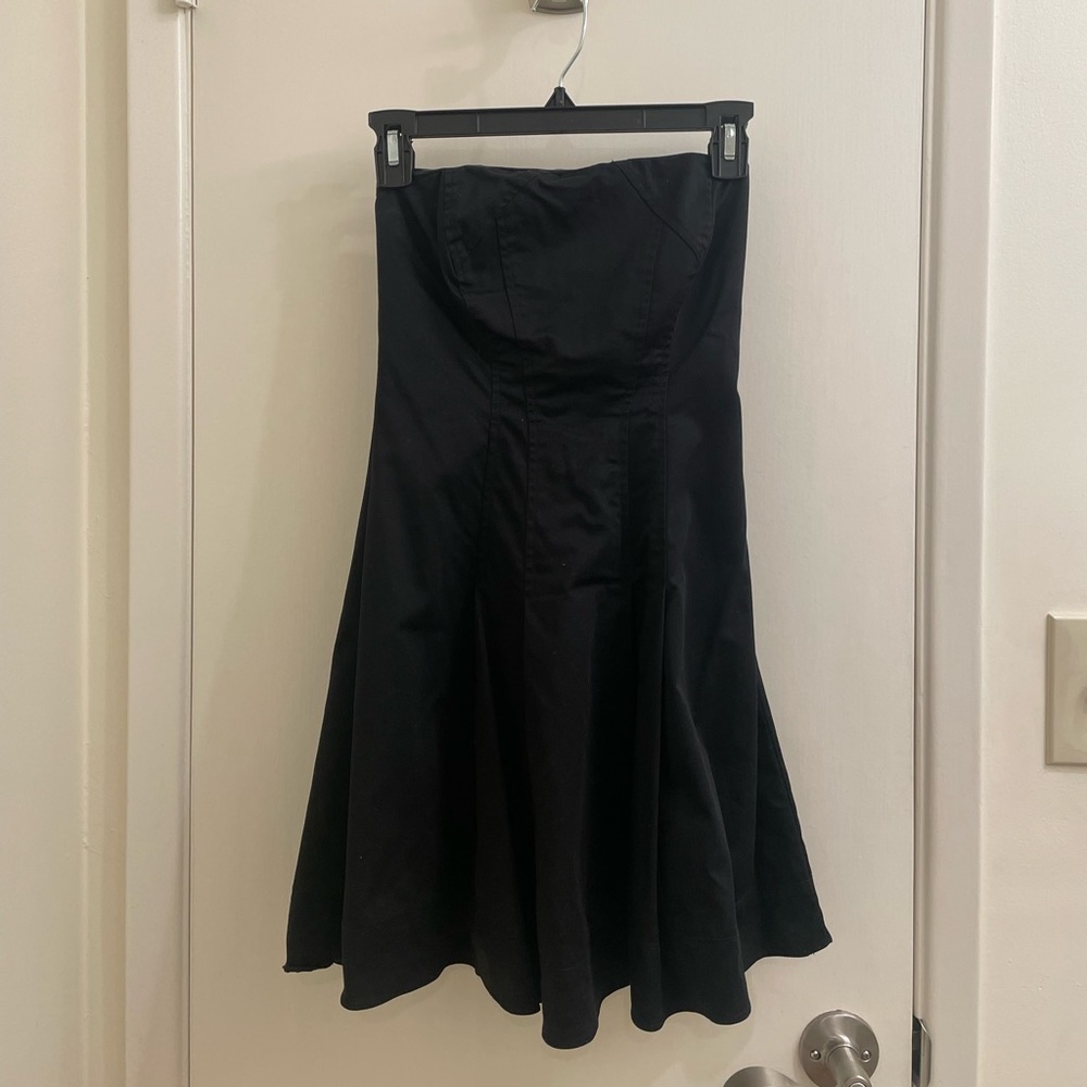 Express Black strapless COTTON blend PLEATED skirt cocktail dress